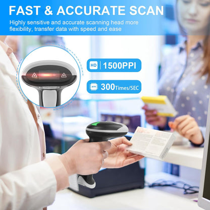 Barcode Scanner Bluetooth, Wireless Barcode Reader with Stand 3 in 1 Bluetooth & 2.4G Wireless & USB Wired Connection Handheld 1D&2D&PDF417 QR Code Scanner Data Matrix Bar Code Scanners
