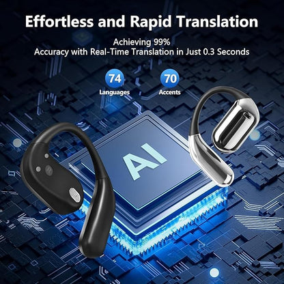 Translation Earbuds Real Time - AI 144 Language Translator Earbuds, Audifonos Traductores Inglés Español, 3-in-1 Translating Device, Translate Ear Buds for Travel Business Learning with Charging Case