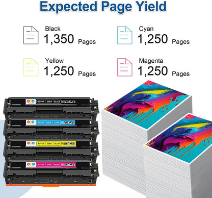 206A Toner Cartridge(with Chip) 4 Pack Compatible with 206A Toner Cartridges for Color Pro MFP M283fdw M283cdw, Color Pro M255dw, MFP M283 M255 Series(Cyan Magenta Yellow Black)
