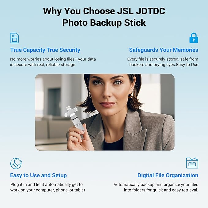 Photo-Stick-for-All-Devices 128GB Secure Auto Photo & Video Backup-USB-Drive for iPhone iPad Android Mac & PC – Multiport-Flash-Drive & Picture-Backup-Memory-Stick-Thumb-Drive to Store & Transfer File