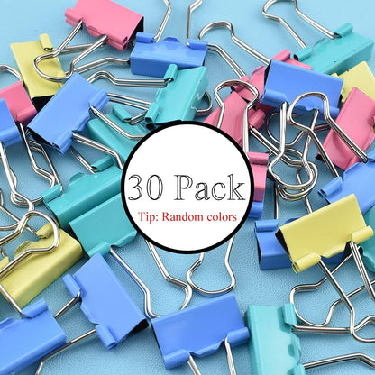 HAHIYO Binder Clips Paper Clamps Spring Steel Sturdy Small 0.75 inches Width 0.2 Inch Capacity No Sharp Edges Heavy Duty Tight Grip Reusable Color Metal Bright Finish for Home Office School 30 Pack