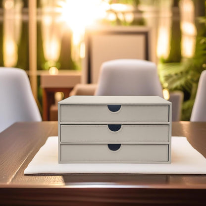 UnionBasic Document Organizer, 3-Drawer File Cabinet Document Storage Box, Office Desktop Filing Organizer, Feather Gray