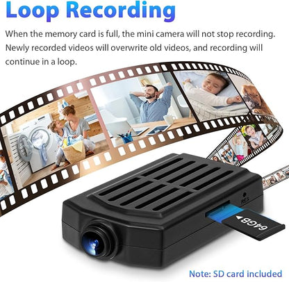 Mini Security Camera 1080P,64GB Nanny Video Recorder Dome Camera with Motion Detection, 3H Battery for Pet/Nanny Surveillance(Not WiFi)