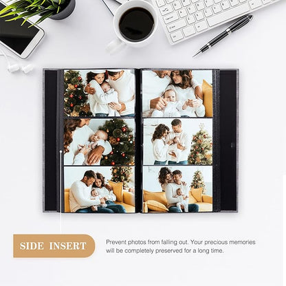 potricher Small Photo Album 4x6 300 Photos Linen Cover Picture Photo Book for Family Wedding Anniversary Baby Vacation (Brown,300 Pockets)
