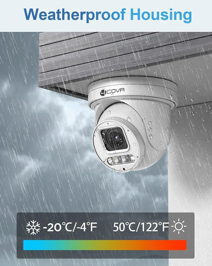 4COVR 16 Channel PoE PTZ Security Camera System 4K, 12X 8MP IP PTZ Camera Two Way Audio, 280° Pan 90° Tilt 5X Optical Zoom, Smart Color Night Vision, Human Vehicle Detection, NVR 4TB HDD, LY5XCP8M1612