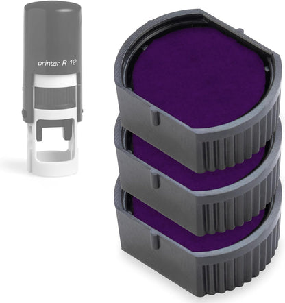 COLOP E/R12 Non-Toxic, Water Based Premium Replacement Pad for Printer R12 Stamp - Pack of 3 - Purple