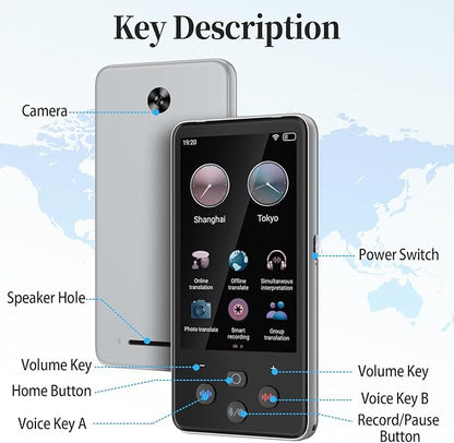 Language Translator Device, Real Time Voice Translation Device for 138 Languages, Traductor de Voz Instantaneo 2025, 3.97"Touchscreen Traductor de Idiomas, for Business Travel Learning Ingles Español