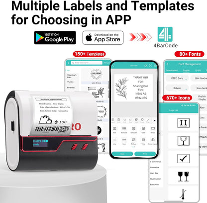 ORGBRO Z3 Label Maker Machine with Tape, 3 Inch Bluetooth Thermal Label Printer, Portable Sticker Printer for Small Business, Office, Home Organization, Barcode, Address, Compatible with Phones & PC