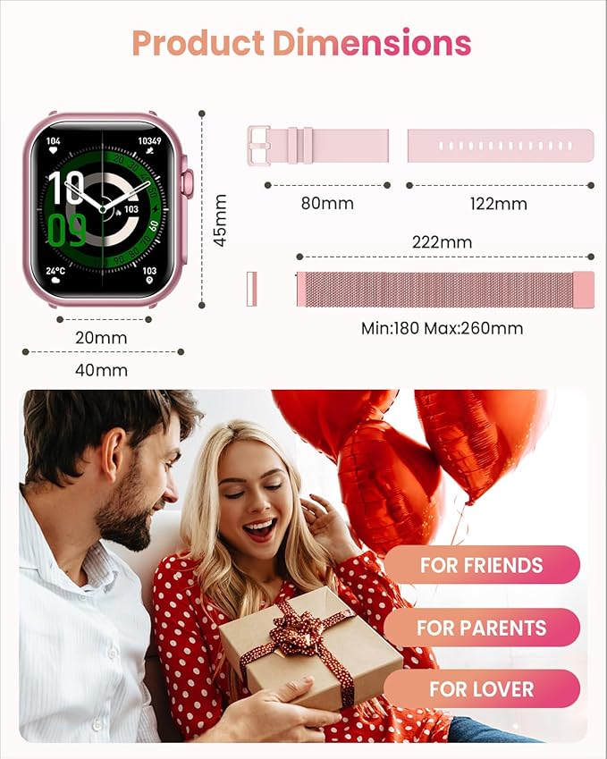 RUXINGX Smart Watch for Women Men Fitness: Sleep Tracking, Bluetooth Calls, 120+ Sports Modes, IP68, 2 Bands 30-Day Battery Life