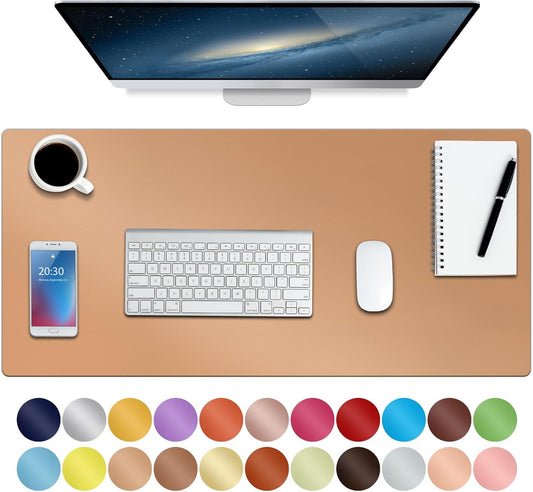 Boutilon Leather Desk Pad Protector,Non-Slip Mouse Pad,Laptop Desk Pad,Office Mouse Mat,Waterproof Leather Desk Blotter,Desk Writing Pad for Office and Home (M-Orange Pink,30"x14")