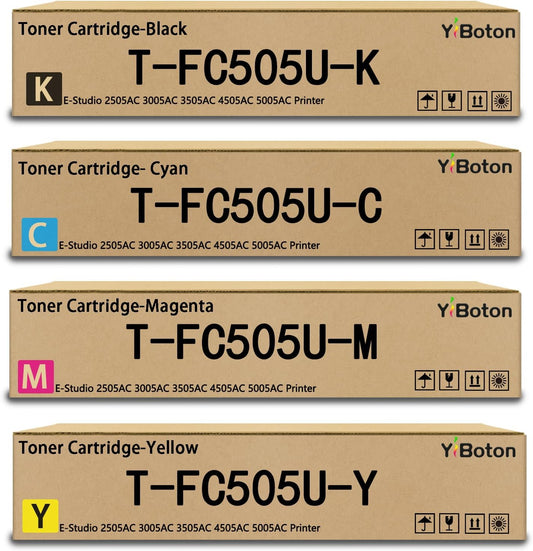 High Yield TFC505U T-FC505U Toner Cartridge Replacement for Toshiba T-FC505U-K T-FC505U-C T-FC505U-M T-FC505U-Y Compatible Toshiba e-Studio 2505AC 3005AC 3505AC 4505AC 5005AC Printers.(4-Pack)