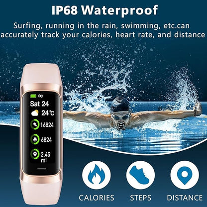 Fitness Tracker Activity Tracker Smart Watch 1.10''AMOLED Touch Color Screen,Smart Watch with 24/7 Blood Oxygen Heart Rate,Sleep Monitor,IP68 Waterproof,Step Counter Health for Women Men (Pink)