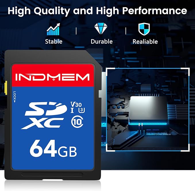 SD Card 64GB 10pack, C10, U3, V30, High Speed up to 90M/S SDXC UHS-I Memory Cards, Full HD & 4K Video Compatible with Canon Nikon Sony Pentax Kodak Olympus Panasonic Digital Camera, 64GB(10pc)