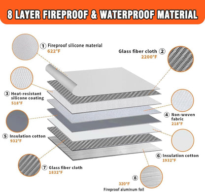 Fire Proof File Box for Documents with Shoulder Strap 5200℉ Insulated,14.9"x11.8"x4.7"Fireproof Document Bag with Reflective Strip,Fireproof Box for Money,Valuables,Jewelry(Silver)