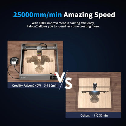 Creality Laser Engraver, Falcon2 40W Output Laser Cutter with Air Assist, 25000mm/min Speed & High Accuracy Laser Engraving Machine for Wood and Metal, Acrylic, Leather