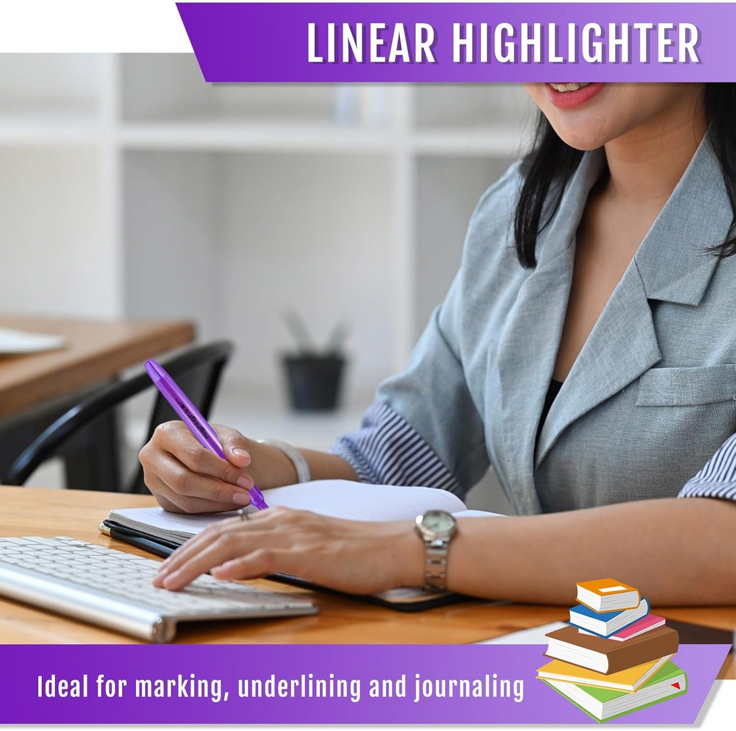 Fuutreo 60 Pack Pastel Highlighters Bulk Bright Color Highlighter Marker Chisel Tip Dry Quickly Safe Highlighter Pens Fluorescent Ink for Adults Home School Office(Purple)