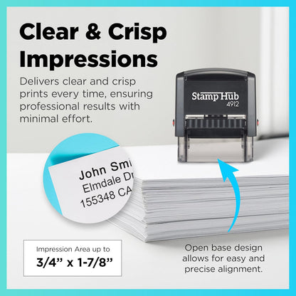 Self Inking Personalized Stamp - Up to 4 Lines, Custom Return Address, Customizable Office Name Rubber - Easy to Change Ink Cartridge, Multiple Ink Color Options - Medium