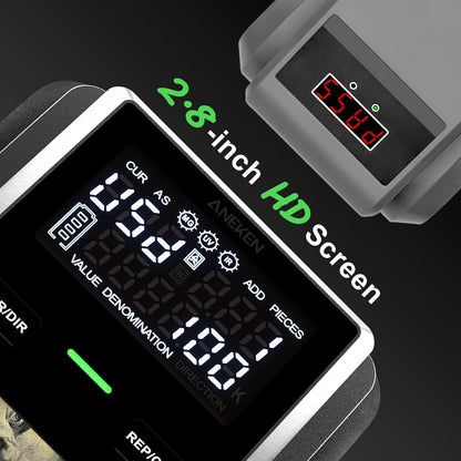 Aneken AL-139 Counterfeit Bill Detector with 2.8" Digital Screen, Total Value & Add Function, 4-Way Orientation & Traceable Records Counterfeit Money Detector, Compatible with USD/EUR/GBP/MEX