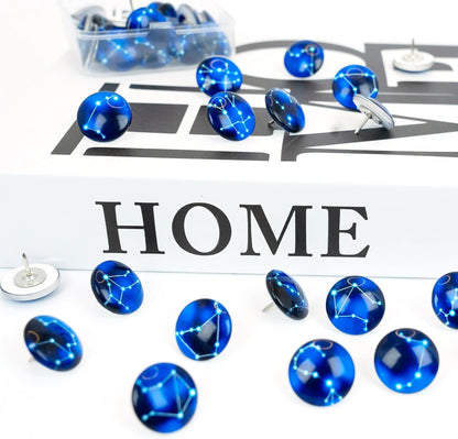 24Pcs Decorative Push Pins,Cute Push Pins,Cork Board Tacks,Cute Thumbtack for Office Decorative (24-Horoscope)