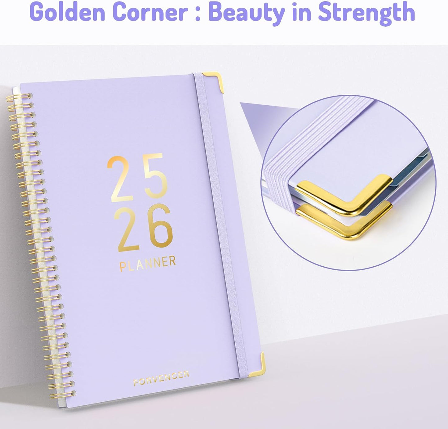 Jul 2025 -Dec 2026 Planner, Forvencer Academic Planner 2025-2026, 18 Month Daily Planner, 8.5" x 11", Weekly & Monthly Agenda Book, Hardcover Calendar Book, School Supplies for Student,Beige