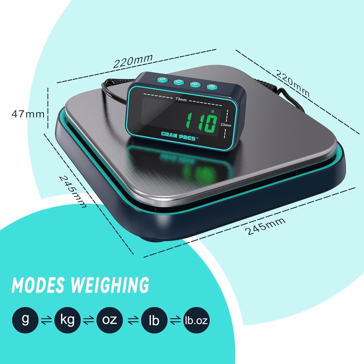 Digital Shipping Scale, 86 lbs/0.1oz Highly Accurate Postal Scale for Packages with Hold/Tare/Separate LCD Display，Stainless Steel Postage Scale，Package Scale for Small Business, Mail Scale
