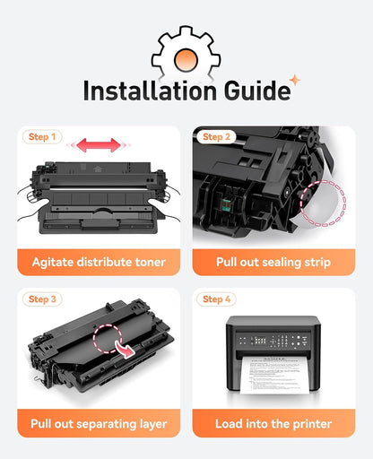 55A Black Toner Cartridge 2-Pack Replacement for HP 55A CE255A 55X CE255X Compatible HP Laserjet Enterprise 500 MFP M525dn M525f Flow M525c P3015d P3015dn P3015n P3015x M521dn M525 P3015 M521 Printer