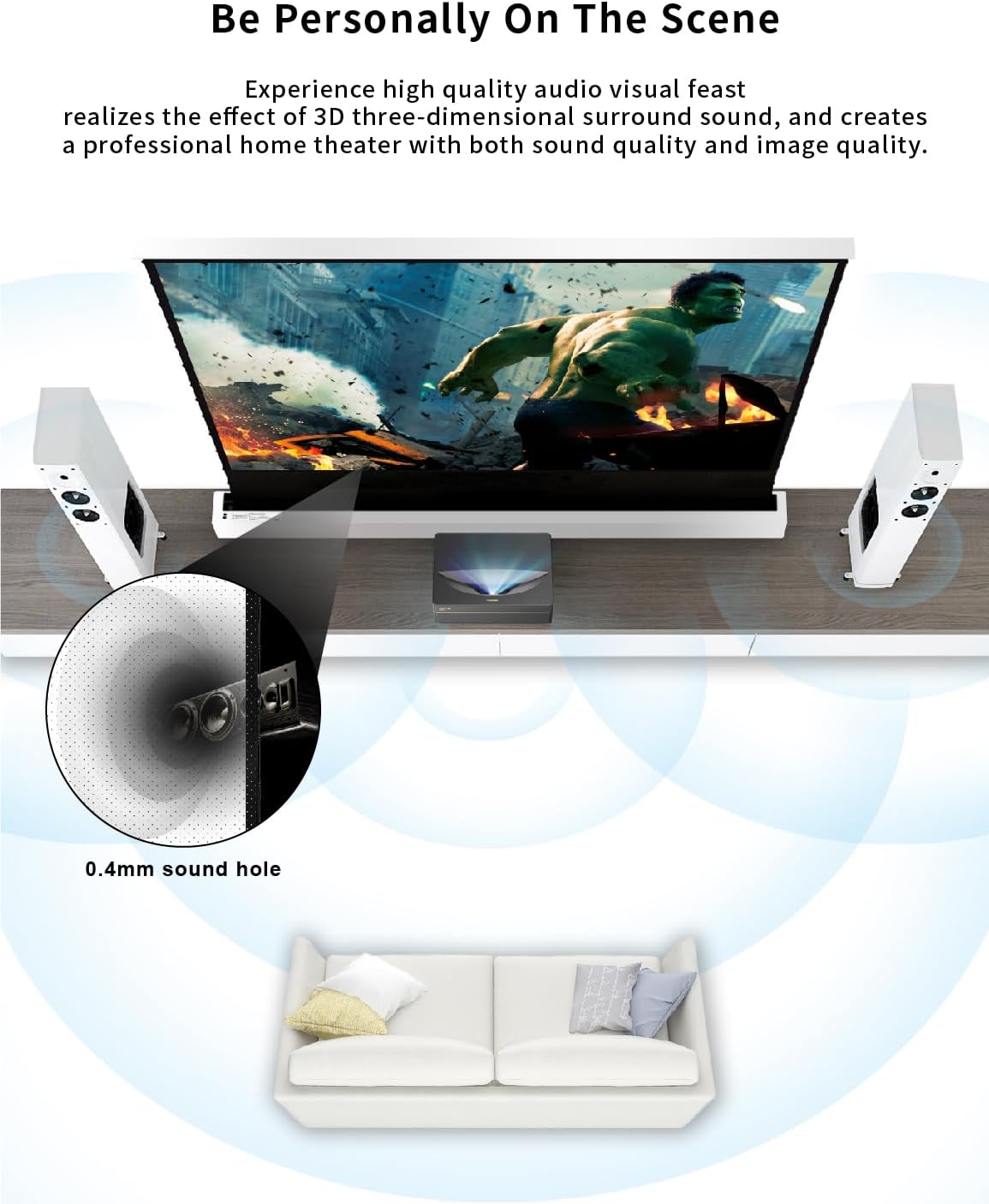 VIVIDSTORM- Projector Screen S 84 Inch Portable Folding Stand Floor Rising Movie Screen Sound Transparent Perforated White Screen Compatible with Ordinary Projector,VWSDSTPW84H