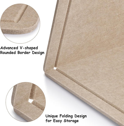 Foldable Large Bulletin Board, 60x36 Inches Cork Board Alternative, Large Felt Board Decorative Pin Board for Wall, Foldable Photo Board Self-Adhesive Vision Board with 36 Pushpins Khaki