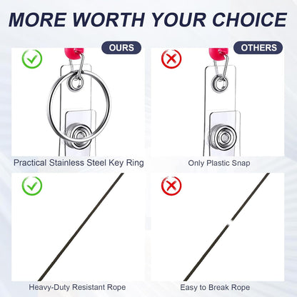 Laumoi 80 Packs Retractable ID Badge Holder Badge Reel with Belt Clip and Key Ring, Name ID Badge Clips Keychain for Office Worker Doctor Nurse Employee (Colorful)