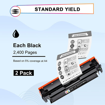 414A Black Toner Cartridges(with Chip) Compatible with 414A Toner Cartridges W2020A for Color Pro MFP M479fdw, M479fdn, M454dw, M454dn Series(2 Pack, Black)
