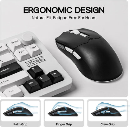 EPOMAKER Click Lite Wireless Gaming Mouse, 800 to 12,000 DPI Adjustable, PAW3311 Sensor, 500mAh, 59g, 2.4G/BT/USB-C Rechargeable Wireless Mouse with 5 Programmable Buttons for PC/Mac/Linux (Black)