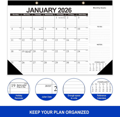 Comix 2026 Desk Calendar 12x17 Inch - 12 Month Desk Calendar, January 2026 to December 2026, Thick Paper, Ideal for School, Office & Home, Black and White