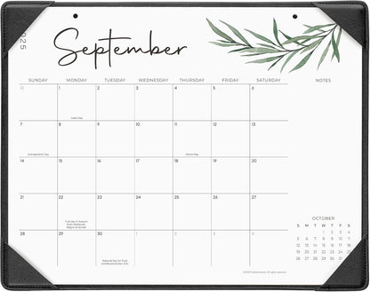 Cabbrix Desk Calendar 2025-2026 with Desktop Mat, 15" x 12" Desk Calendar July 2025 to June 2026, Academic Monthly Calendar for Home Office School Planning, Greenery