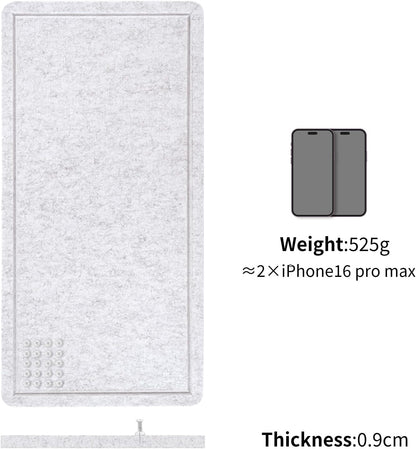 Bulletin Board, 35 x 17 1/2 inches Felt Board - Decorative Pin Board, Cork Board Alternative for Wall, Foldable Picture Board Self-Adhesive Vision Board Prayer Board with 20 Pushpins - Marble White