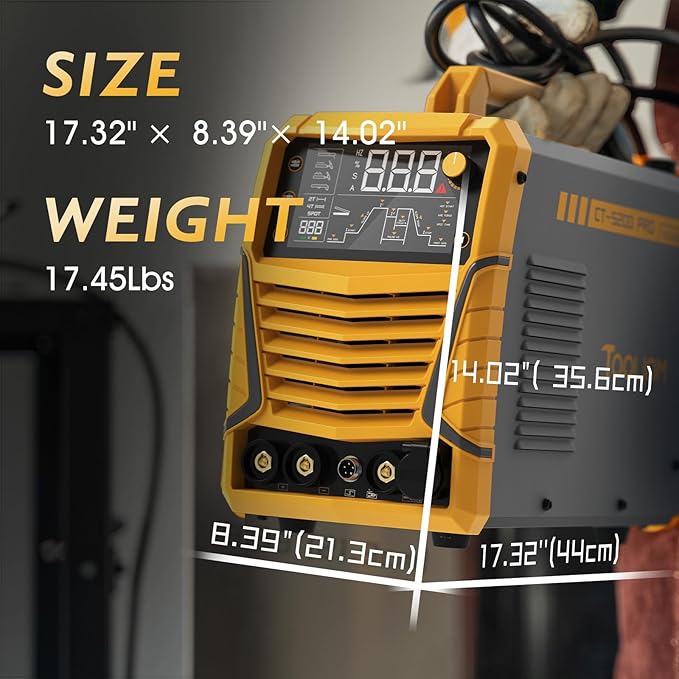 TOOLIOM CUT/HF TIG/Pulse TIG/Spot Welding/Stick 5 in 1 Portable Welding Machine: 50A Air Plasma Cutter, 200A TIG Welder, 180A Stick Welder, with Dual Voltage 110&220V