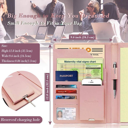 Darolin Business/Resume Padfolio Portfolio Folder with Letter/A4 Size Clipboard, Interview/Conference/Legal Document Organizer, Premium Portfolio Professional Case, Padfolio for Women/Men-Rosegold