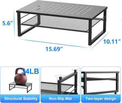 gianotter Desk Organizers and Accessories, 2-Tier Metal Monitor Stand Riser, Desk Organizer for Monitor, Office Desk Storage Organizer for Office Supplies (Black)