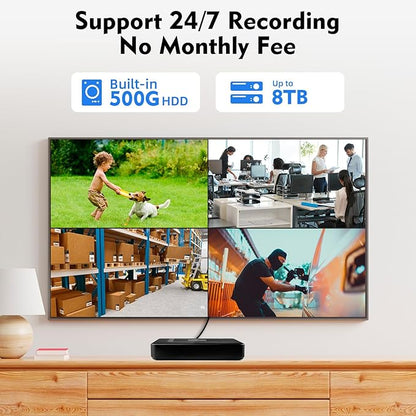 Fuers Wired Security Camera System,H.265+ 8CH Surveillance DVR with 500G Hard Drive and 4 x 1920p CCTV Analog Dome Camera, with face Capture and face Retrieval, Email Alert,Mobile APP & PC Remote