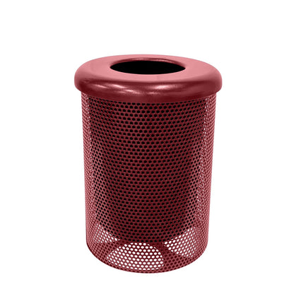 RFT-P-BUR Heavy Duty Round Trash Receptacle with Flat Top, Liner Included, 32 Gallon, Burgundy, Made in America