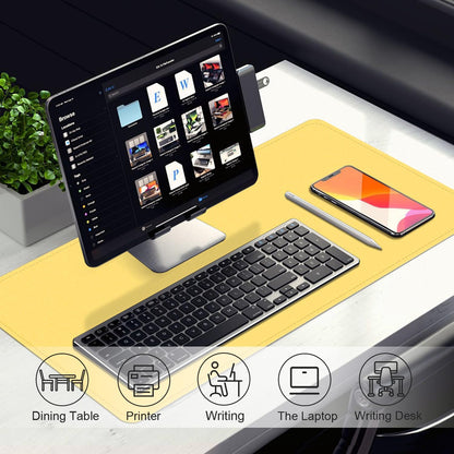 Leather Desk Pad Protector, 39.4'' X 17'' Large Mouse Pad, Office Desk Mat, Non-Slip PU Leather & Suede Base Desk Blotter, Laptop Desk Pad, Desktop Mat for Office Home, Yellow