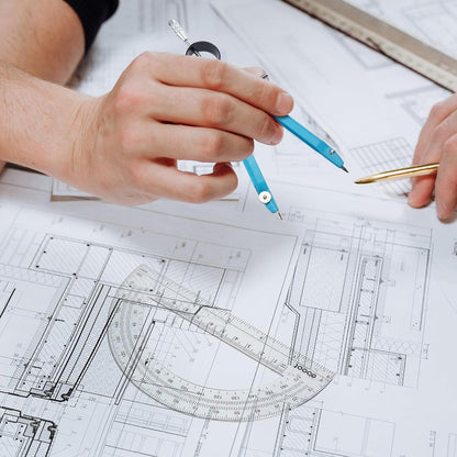 EBOOT Student Geometry Math Set, Drawing Compass and 6 Inch Clear Swing Arm Protractors 180 Degree Math Protractor (Sky Blue)