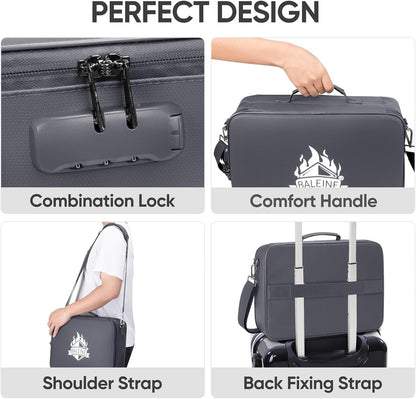 BALEINE Fireproof Document Box with Lock, Portable Fireproof Document Bag Waterproof Fire Proof File Boxes for Documents, File Organizer Box for Important Paperwork (Gray, 15''x11''x4'')