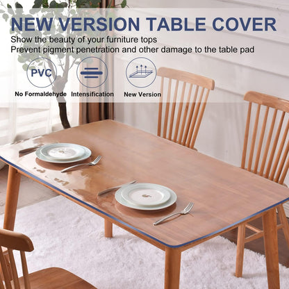 Easy Clean 18x52 Inch Clear PVC Table Protector - 1.5mm Thick Transparent Desk Mat, Waterproof Pad for Vanity, Writing, Dining, TV - Anti-scratch Plastic