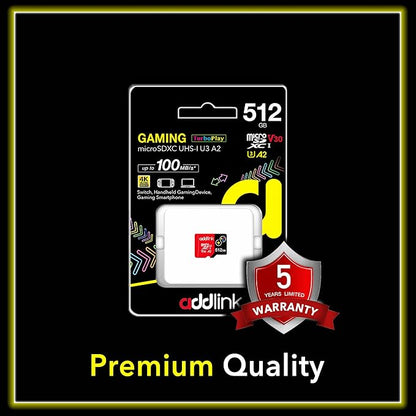 addlink 512GB Micro SD Card for Gaming Nintendo-Switch 1 4K Camera Pro A2 V30 for Smartphone, Gopro, Action Cams, 4K UHD Video Recording Up to 100MB/s, UHS-I U3 C10 Class 10 with Adapter
