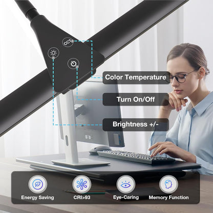 Desk Lamp for Office Home, 31.5" Desktop Lighting Bar with Gooseneck, Clip on Desk Light with Clamp, Bright Dimmable Table Lamp for Study, Work, Computer, Monitor, Reading