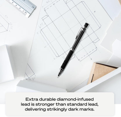 uniball Kuru Toga Elite Mechanical Pencil Starter Kit, 0.5mm, HB #2, Gun Metal Barrel, 1 Pack