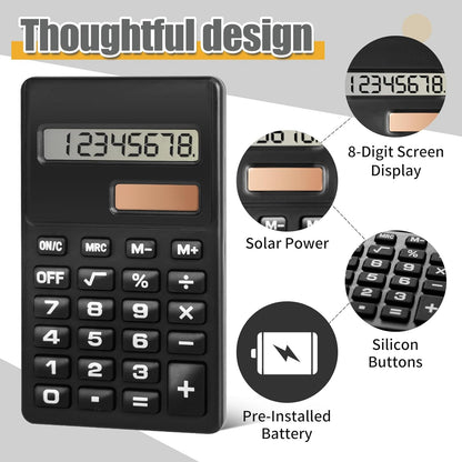 Basic Calculator, Mini Calculators Pocket Size Basic Calculators, 8 Digit Display Solar Battery Dual Power Function Calculator Bulk for Students Kids School Home Office (20)