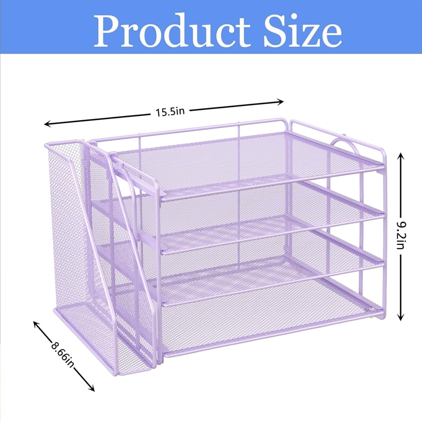gianotter 4-Tier Paper Organizer With Magazine Holder, Desk Organizers and Accessories, File Organizer for Office Supplies Storag (Purple)