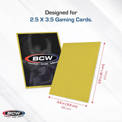 BCW Deck Guard - Double Matte Card Sleeves | 500 Count Box (10 Packs of 50) | Acid-Free, No PVC | Fits 2.5" x 3.5" Game Cards | Archival Safe Protection (Yellow)