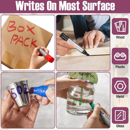 Fuutreo 10 Pack Jumbo Permanent Markers Bulk Large Chisel Tip Permanent Markers Quick Drying Waterproof Big Huge Poster Pens for Office, Logistics Company and More(Multicolor)